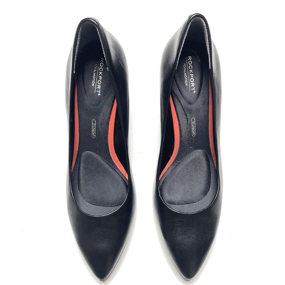 Rockport Total Motion Women's 8 Black Leather Heels Comfort Work Dress Pumps